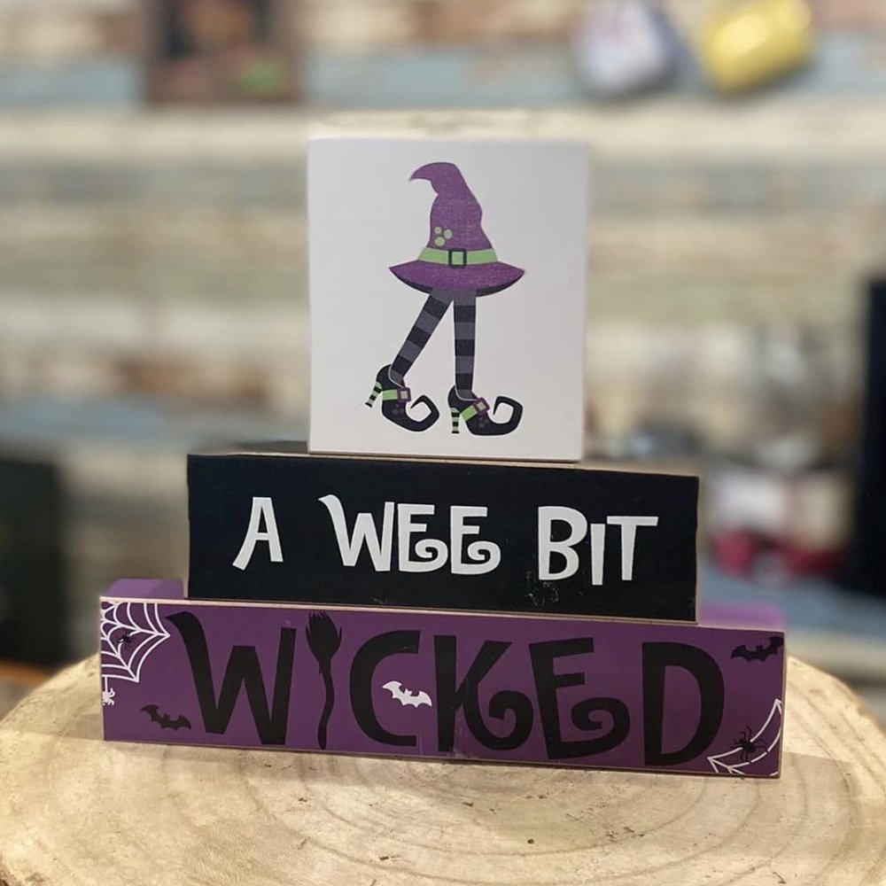 Halloween "A Wee Bit Wicked" Witch 3-pc Block Set